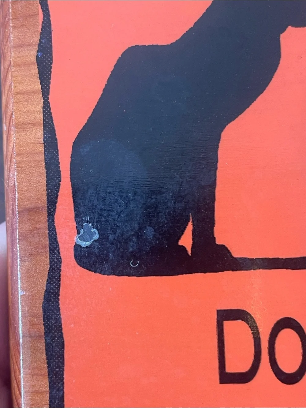 Wooden Wall-hanging Sign Orange Background 2 Black Cats “Don’t Let The Cat Out”